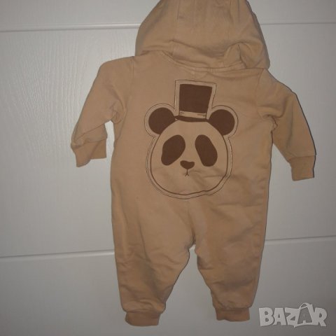до 3м 62см Гащеризон за бебе панда памук бежов, снимка 2 - Бебешки гащеризони - 12487170