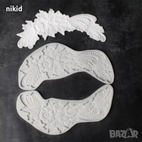 Големи плетени цветя дантела силиконов молд форма за украса декор торта фондан и шоколад и др., снимка 8 - Форми - 22011244