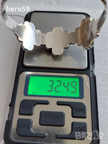 Сребърна гривна,тип рогатка с инкрустирани аметисти сребро 925, снимка 3 - Колиета, медальони, синджири - 47999184