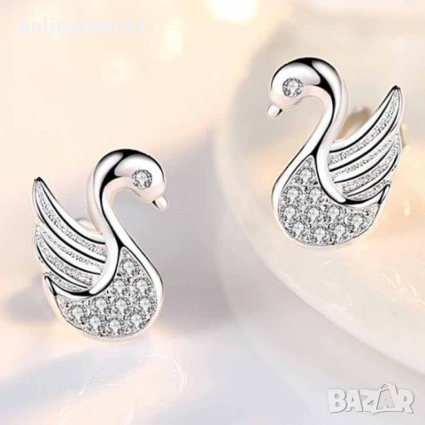 Сребърни обеци - Лебеди Лукс 925 BА254