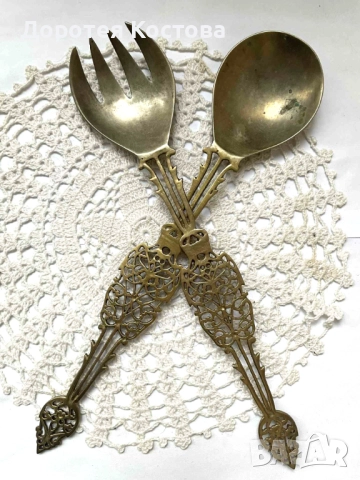 Красиви месингови прибори за сервиране от Англия