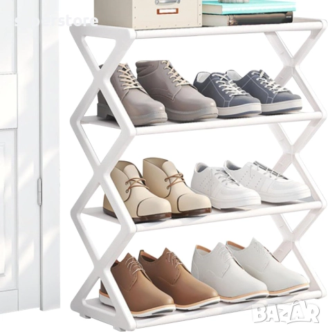 Стелаж за обувки до 8 чифта висок Digital One SP01128. етажерка за обувки, 4 нива бяла, снимка 5 - Етажерки - 52387735