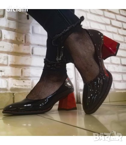 Дамски обувки D 455 black/red, снимка 2 - Дамски елегантни обувки - 40630893