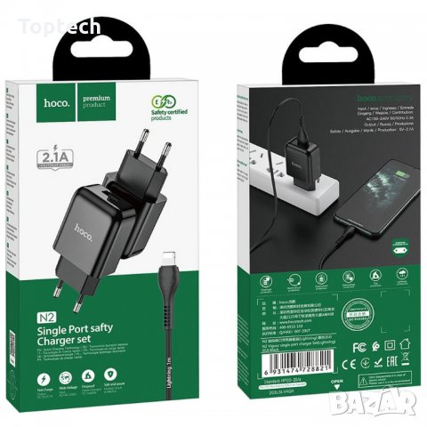 HOCO зарядно за пътуване USB + кабел Type C, Micro или Lightning 2A N2 Vigor, снимка 2 - Оригинални зарядни - 33077882