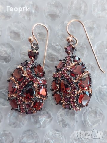 Уникално красиви ръчно изработени сребърни обеци с Гранати и Рубини