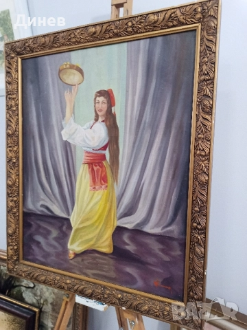 картина маслени бои Танцьорка с Даире (Ориенталски Мотив), снимка 6 - Декорация за дома - 52146217