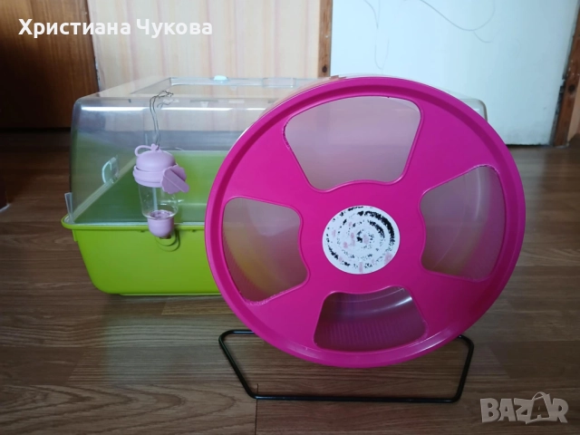 Клетка за хамстер с колело 28 см., снимка 2 - Хамстери - 51992060