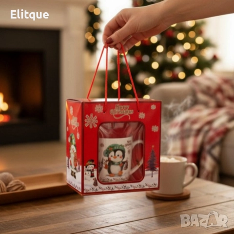 Празничен комплект чаша + лъжичка в луксозна кутия – Merry Christmas