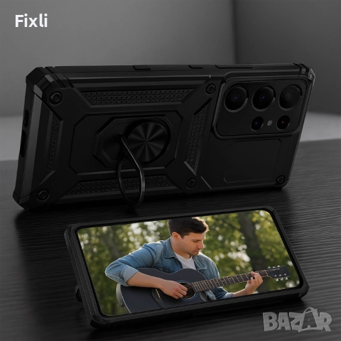 Удароустойчив калъф с капак за камера и стойка за Samsung S25 Plus, снимка 3 - Калъфи, кейсове - 52317187