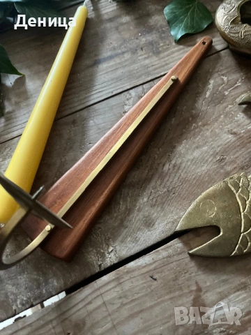 Свешник-28 см Дърво и месинг Цена-12 €  Отварачка с форма на риба, която ми напомня на илюстрация от, снимка 4 - Други - 53436443