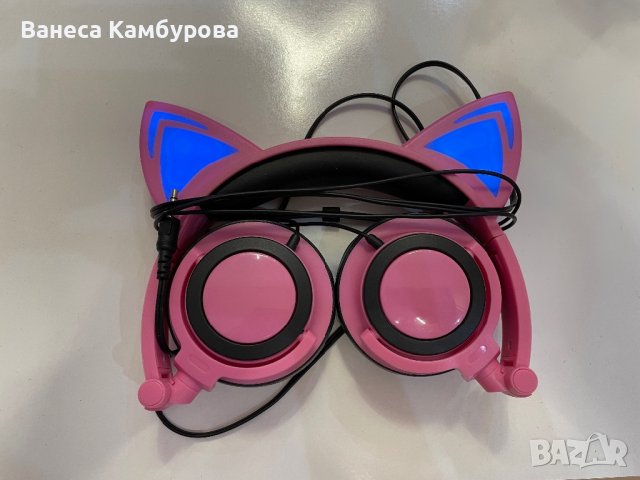 Розови слушалки тип “котка” , снимка 2 - Слушалки и портативни колонки - 39794797