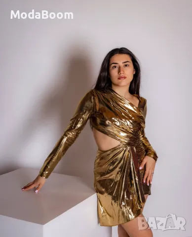 Стилна рокля в три цвята , снимка 4 - Рокли - 48076384