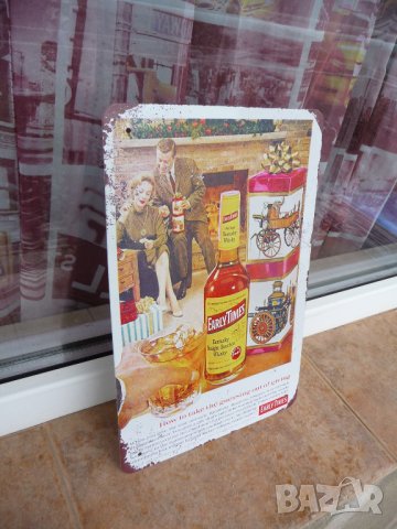 Метална табела уиски Early Times бърбън Кентъки кутия камина, снимка 2 - Рекламни табели - 43039095