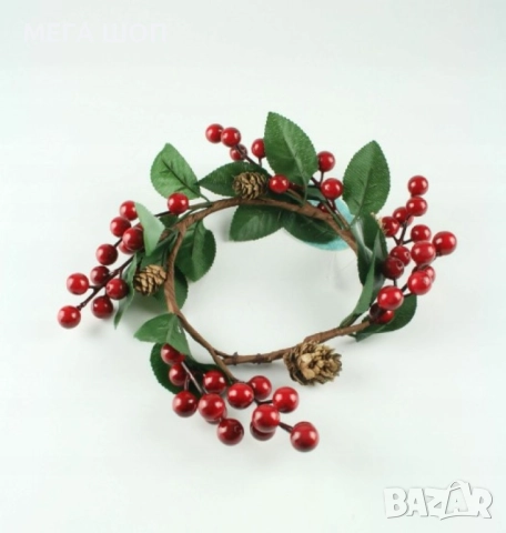 Декоративен венец с офика и шишарки. Нека ви представим нашия Декоративен венец с офика и шишарки - , снимка 2 - Декорация за дома - 52590467