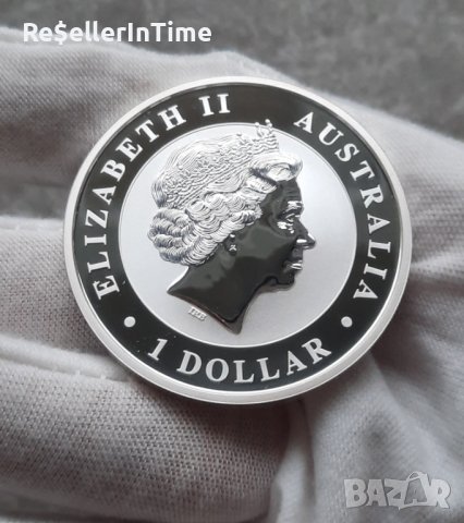 Инвестиционна сребърна монета 1 унция 1 Dollar - Elizabeth II 4th Portrait - Australian Kookaburra, снимка 2 - Нумизматика и бонистика - 43034183