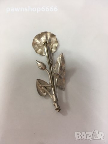 Брошка цвете от сребро и бронз, снимка 3 - Други - 33541582