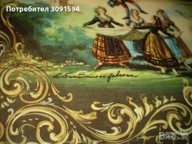 Голям поднос 1950 г., сцени от Гоя  поднос с дръжки, поднос за закуска, снимка 4 - Антикварни и старинни предмети - 42969287