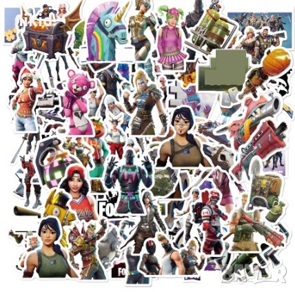 50 бр Fortnite Фортнайт самозалепващи лепенки стикери за украса декор картонена торта и др декор, снимка 6 - Други - 27060707