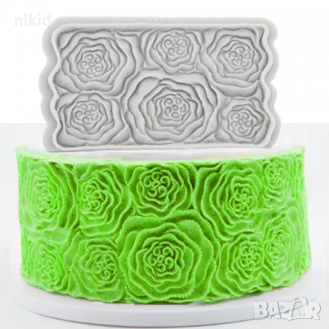 Огромни Рози Розети божури на пластове пано силиконов молд форма декорация торта фондан, снимка 7 - Форми - 34781637