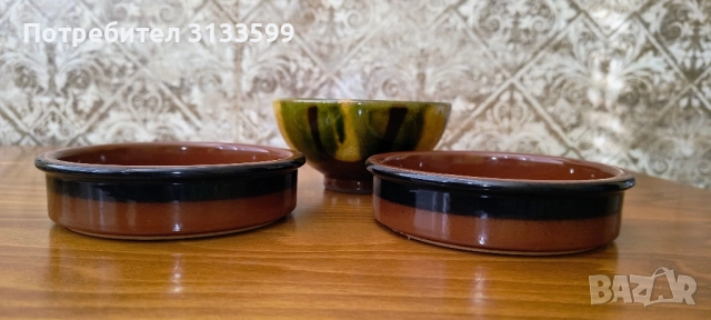 Три КЕРАМИЧНИ съдчета за ядки; Две стъклени купички за крем, снимка 2 - Други - 51698349