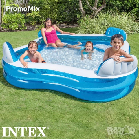 Надуваем басейн Intex 56475NP Swim Centre Family Lounge Pool 229 х 66 см  4 седалки