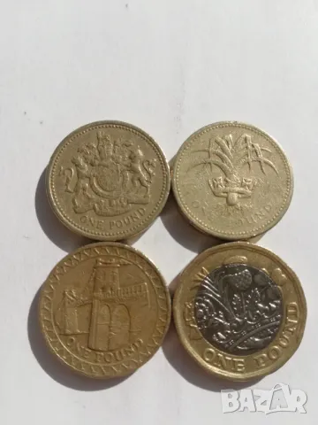 лот 4 монети от 1 паунд различни години, снимка 4 - Нумизматика и бонистика - 48501508