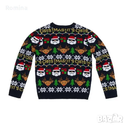 Детско-юношески пуловер с коледни мотиви, снимка 2 - Детски пуловери и жилетки - 48328648