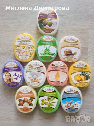 Ароматен турски овален сапун Naumed 135 гр. с гъба за баня 11 вида