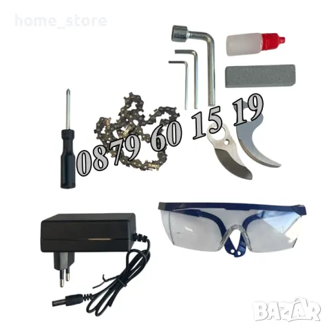 Комплект акумулаторна резачка и лозарска ножица с дисплей 36V 8Ah с телескопичен прът, снимка 12 - Градинска техника - 50077099