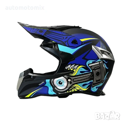 Каска за ендуро крос атв , Размер S, Matt Black/Blue - 721387, снимка 3 - Аксесоари и консумативи - 51202159