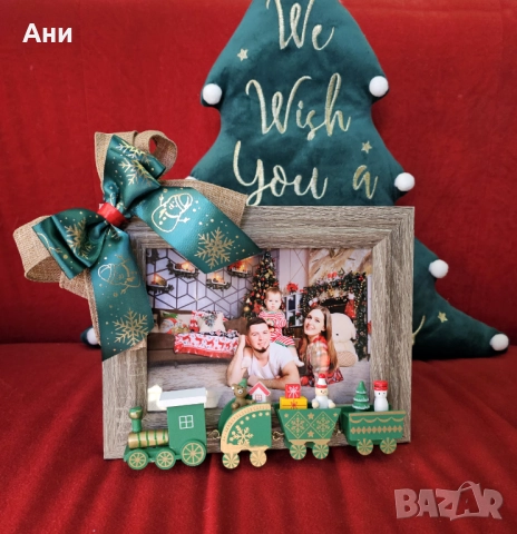 3D Коледна дървена рамка ръчна изработка влакче, снимка 3 - Декорация за дома - 52570257