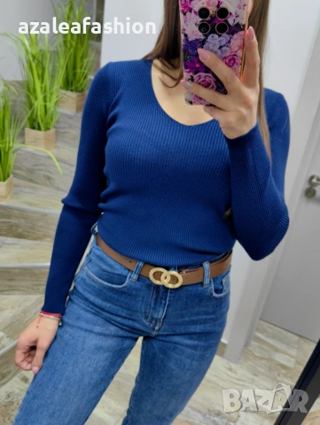 Син дамски пуловер, снимка 3 - Блузи с дълъг ръкав и пуловери - 53082551