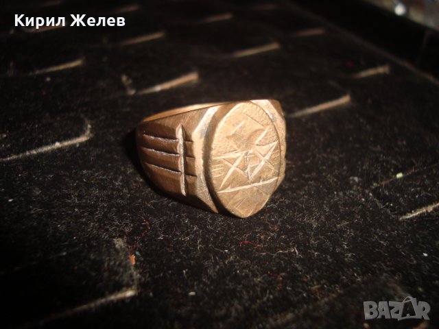 СТАРИНЕН РЪЧНО ИЗРАБОТЕН и ОРНАМЕНТИРАН МАСИВЕН БРОНЗОВ КЛАСИЧЕСКИ СТИЛ ПРЪСТЕН УНИКАТ 21709, снимка 5 - Антикварни и старинни предмети - 32552936