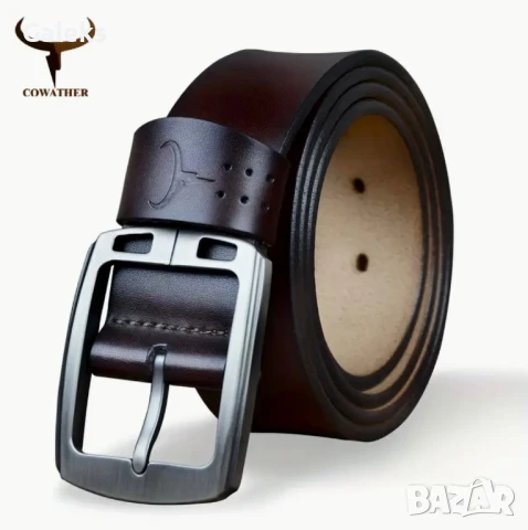 Мъжки, Стилни и спортни кожени колани COWATHER* Кафяви и Черни /Естест. кожа!, снимка 8 - Колани - 49757147