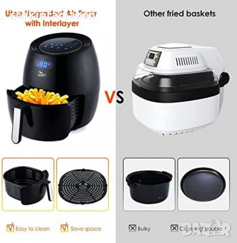 Air Fryer 6.9QT/6.5L, Uten 1700W High-power 8 in 1 дълбоко пържене, бързо нагряване, фурна с незалеп, снимка 5 - Фритюрници - 38182250