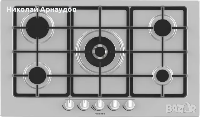 Газов котлон Hisense GM973XF, 5 зони за готвене,