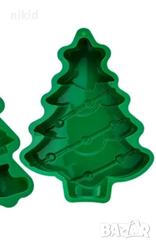Голяма елха с декор лампички гирлянд силиконов молд форма кекс сладкиш десерт торта, снимка 5 - Форми - 47816883