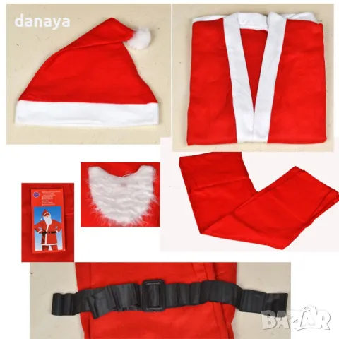 544 Костюм на Дядо Коледа за възрастни универсален размер 5 части комплект, снимка 4 - Други - 47516515