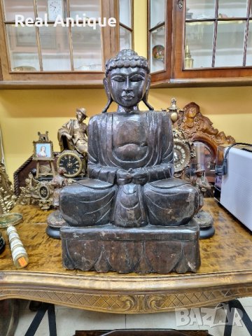 Великолепна голяма антикварна дървена фигура статуетка , снимка 1