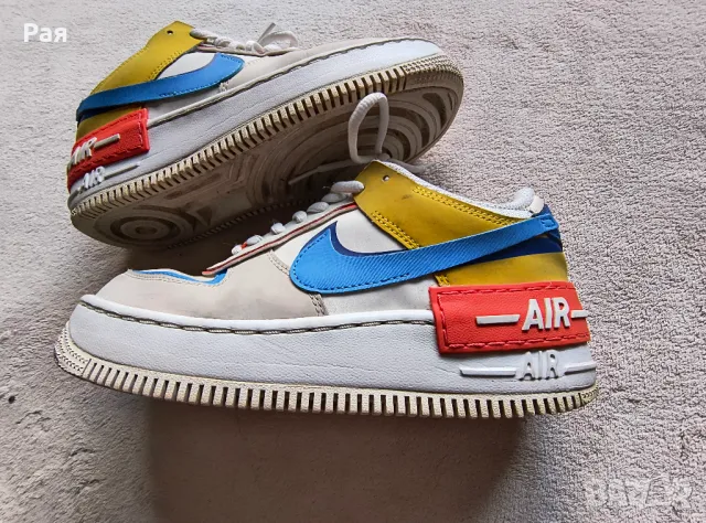 Nike, Спортни обувки Air Force 1 Shadow, Слонова кост, Жълт, Син, снимка 3 - Маратонки - 50351532