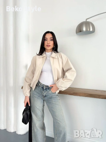 НАМАЛЕНО Късо пролетно яке Промазан Плат, снимка 2 - Якета - 52537423