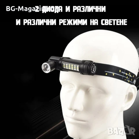 Акумулаторен LED челник за глава и ръчен фенер 2в1 за риболов къмпинг лов туризъм работа аварии, снимка 3 - Къмпинг осветление - 50938425