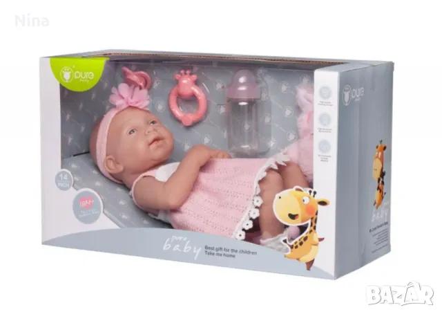 Кукла Junfa Pure Baby в розово 35см, снимка 4 - Кукли - 47995593