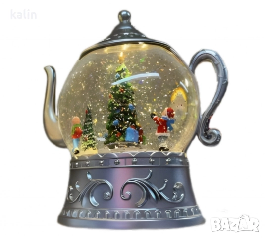 Коледна снежна топка във формата на чайник, снимка 2 - Декорация за дома - 52261446