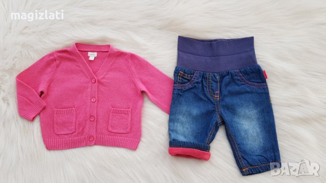 Бебешки дънки и жилетка 0-3 месеца, снимка 4 - Комплекти за бебе - 42943055