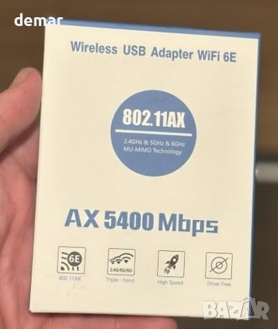 WiFi 6E USB 3.0 адаптер за настолен/лаптоп компютър, AX5400M 802.11AX, снимка 9 - Кабели и адаптери - 43018267