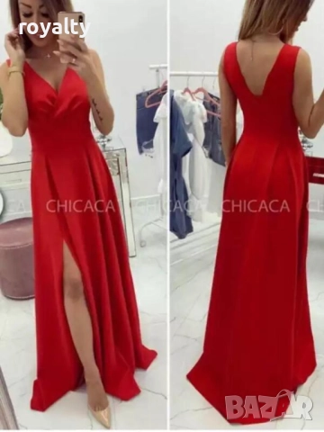 Червена дълга официална рокля 