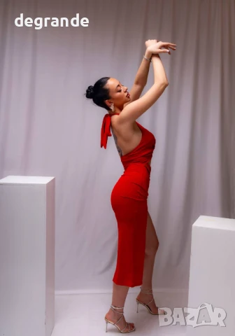 Елегантна червена рокля , снимка 2 - Рокли - 50905085