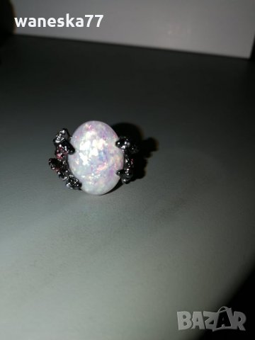 Прекрасен дамски пръстен със сребърно покритие S925, с красив камък с отблясъци и нежни цветя, снимка 9 - Пръстени - 27525617