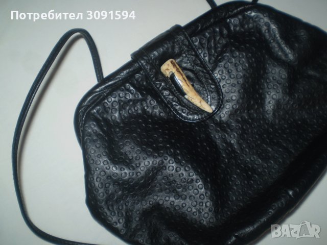 Ретро кожена чанта закопчалка кост и единична дръжка черен цвят естествена  кожа в Чанти в гр. София - ID37367474 — Bazar.bg